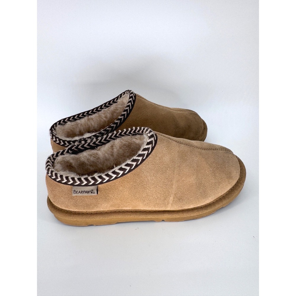 Bearpaw Suede Slippers Women Size 6 Tan shoes
